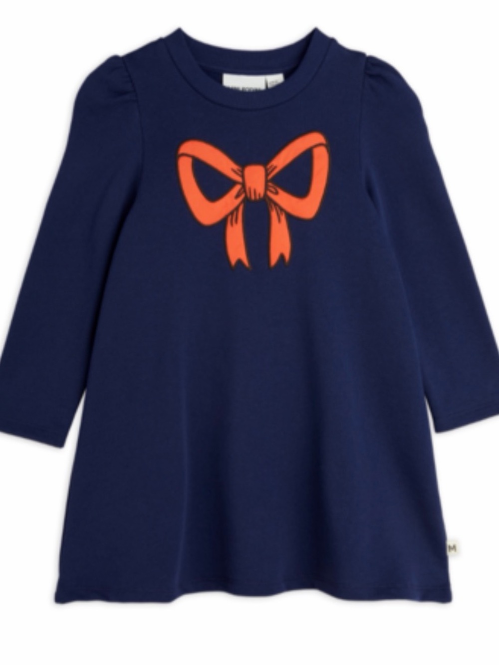 Mini Rodini Navy Long-Sleeve Dress with Red Bow
